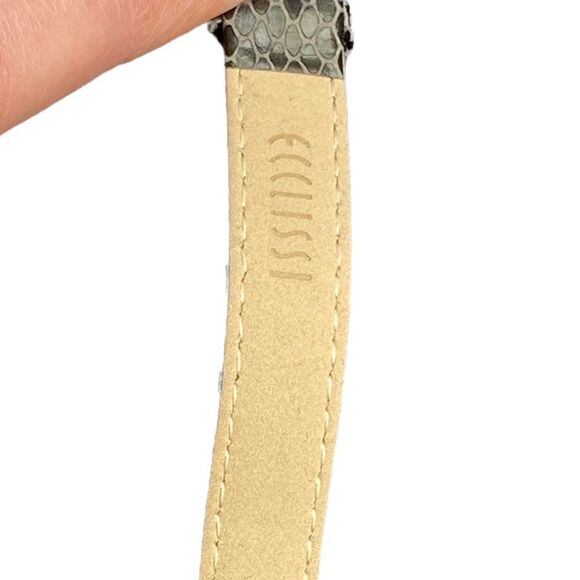 Ecclissi genuine leather wristband style cuff reptile print chrome buckle - Picture 6 of 6